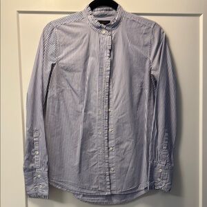 JCREW 4 Woman’s Blue Striped Shirt with Frill detail